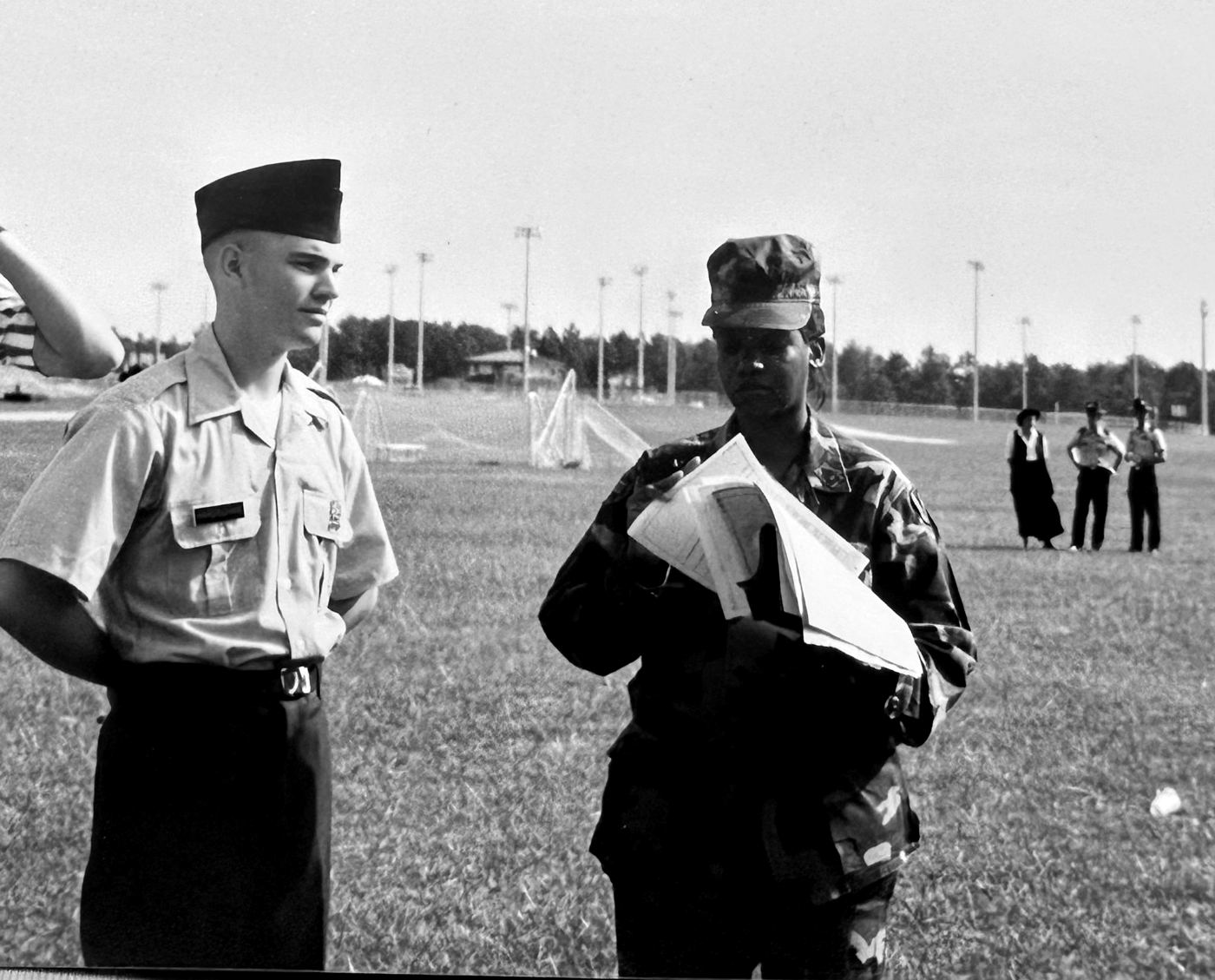 Robbie Hardingham standing at attention in U.S. Army uniform, 1994